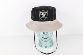 NOS Vtg 90s Los Angeles Raiders Spell Out Striped Roll Top Bucket Boonie Hat L - £93.41 GBP