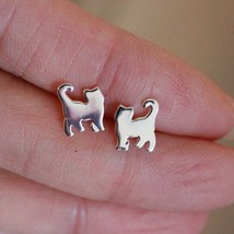 14K Plaqué or Blanc Chat Kitty Mini Boucles D&#39;Oreilles Pour Animal Lover Cyber - £47.98 GBP