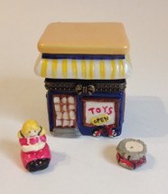 Toy Store Trinket Box Treasure Holder With Toys Collectible Porcelain Hi... - $28.00
