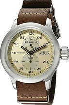NEW Invicta 19498 Mens Russian Aviator GMT Beige Dial Brown Leather Silver Watch - £178.88 GBP