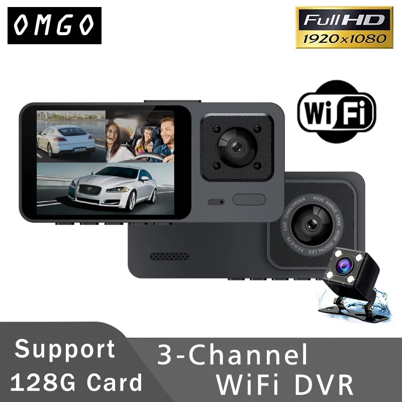 3 Channel WiFi Car DVR Three Way Dash Cam Inside Vehicle Camera DVRs Recorder - £41.91 GBP+