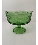 Vintage Green Glass Pedestal Fruit Bowl E O Brody Tulip Design USA Excel... - $17.77