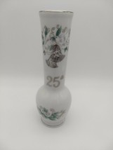 Vintage Lefton China Japan Hand Painted 25th Anniversary Vase Ceramic Rose Bud - £7.01 GBP