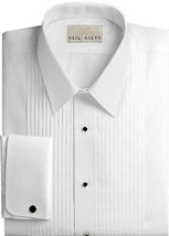 Neil Allyn Traditional Fit 100% Cotton 1/4&quot; Pleated Laydown Collar Tuxed... - £67.51 GBP