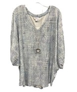NWT Lularoe 2XL Blue &amp; White Speckled Renee Balloon Sleeved Shirt - $39.60