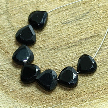 Black Spinel Faceted Heart Beads Briolette Natural Loose Gemstone Making Jewelry - £4.05 GBP