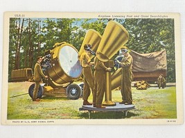 Airplane Listening Post and Giant Searchlights WW2 Era Linen Postcard Army - $3.50