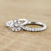 Engagement Wedding Ring Set 2.50Ct Diamond Solid 14k White Gold Simulate... - $286.65