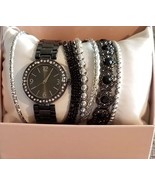 Women&#39;s ~ Black Quartz Watch &amp; Six (6) Piece Bracelet Set ~ Costume Jewelry - €25,68 EUR