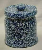 Cobalt Blue Speckled Cookie Candy Jar Canister Country Farm Kitchen Storage a - £36.97 GBP