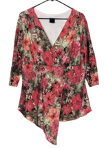 Asymmetrical Crossover Floral Tunic Blouse By J.T.B. Woman Size 1X - £13.95 GBP