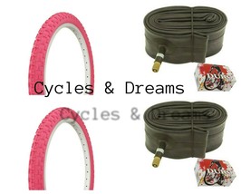 Vintage Bmx Free Style Old Comp Iii Tires 20 X 2.125 All Pink, With Tubes, Bikes - £34.09 GBP