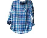 Girls&#39; Plaid Button Down Shirt Cat &amp; Jack size XXL 18  -Long Sleeve Blue... - $5.82