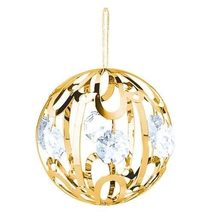 1.5 inch 24K Gold Plated Small Crystal Ball Ornament w/Austrian Crystals - £19.77 GBP
