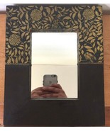 Vtg Asian Indian Style Framed Table Top Mirror Wooden Framed Floral Foil... - £31.78 GBP