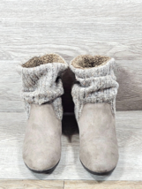 Women Ankle Knit Fild Over Sweater Cuff Boots Gray Botties Winter Warm Shoes 8 - $29.70