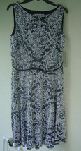 New Evan Picone Black White Floral Career Cotton Belted Flare Dress Size 12 $99 - £29.20 GBP