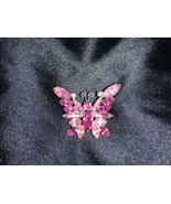 Vintage Juliana Prong Set Shades Pink Rhinestones Butterfly Brooch Pin - £47.95 GBP