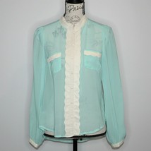 Lucy &amp; Co. Call Me Darling Mint Green and Cream Button-Up Top Blouse size M - £35.95 GBP