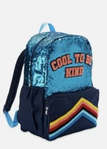 Blue Flip Sequin Cool to be Kind 16&quot; Backpack 2 Compartment School Bag Book Bag - £9.10 GBP