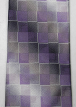 PIERRE CARDIN Square Geometric Silk Tie Necktie Purple Black Silver Grey... - $19.79