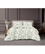 CHARLOTTE FLOWERS SAGE COLOR DECORATIVE BEDSPREAD QUILTED SET 3 PCS QUEE... - $59.39