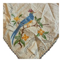 Phoenix Cloth Centerpiece Embroidered Bird Dresser Scarf Table Runner 23”x36 VTG - £25.86 GBP