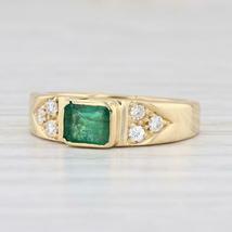 0.65ctw Emerald &amp; Diamond Wedding Party Engagement Ring 18k Yellow Gold Over - £74.16 GBP