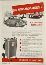 1946 Print Ad General Electric Fast Battery Chargers Car in Snow Bridgep... - $17.98