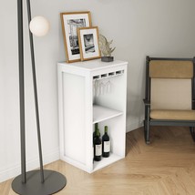 White Modular Wine Bar Cabinet: Storage, Shelves &amp; Hutch for Dining - $125.99