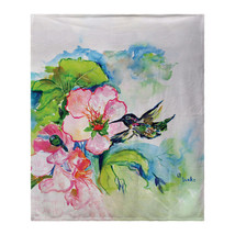 Betsy Drake Hummingbird &amp; Hibiscus Fleece Blanket - £51.43 GBP