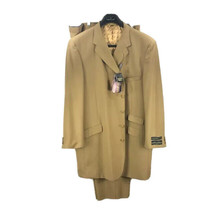 Valentino Ferrel Men&#39;s Khaki Suit 2 Piece Pleated Pants Big &amp; Tall Size 56L - £135.13 GBP