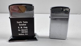 Lot 2 Lighters 1- Zippo 1- Unknown Advertising Septic Tank Install w/Base missg - £13.61 GBP