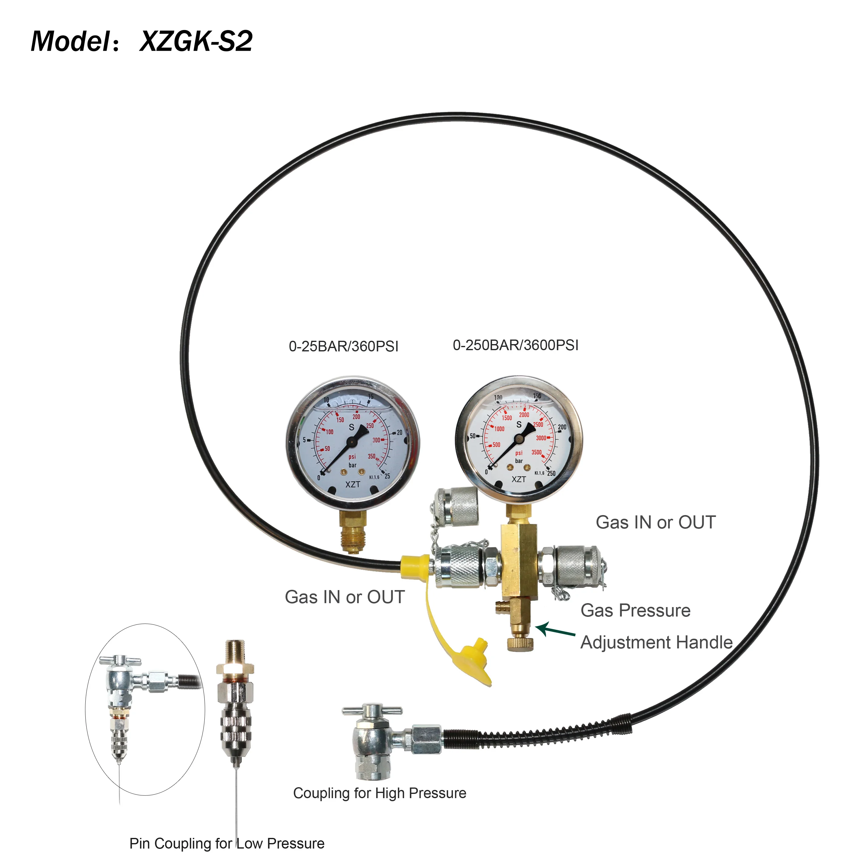 XZT S2 Nitrogen Gas Charging kit for Shock,Schrader Shock pressure test No Air L - £496.00 GBP