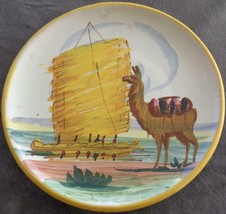 Vintage Hand Crafted Terra Cotta Pottery Salad Plate - Peru - GDC - GORGEOUS - £19.46 GBP