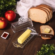 Glass Butter Dish | Premium Butter Dish with Lid and Easy Grip Handle| Butterfly - £23.17 GBP
