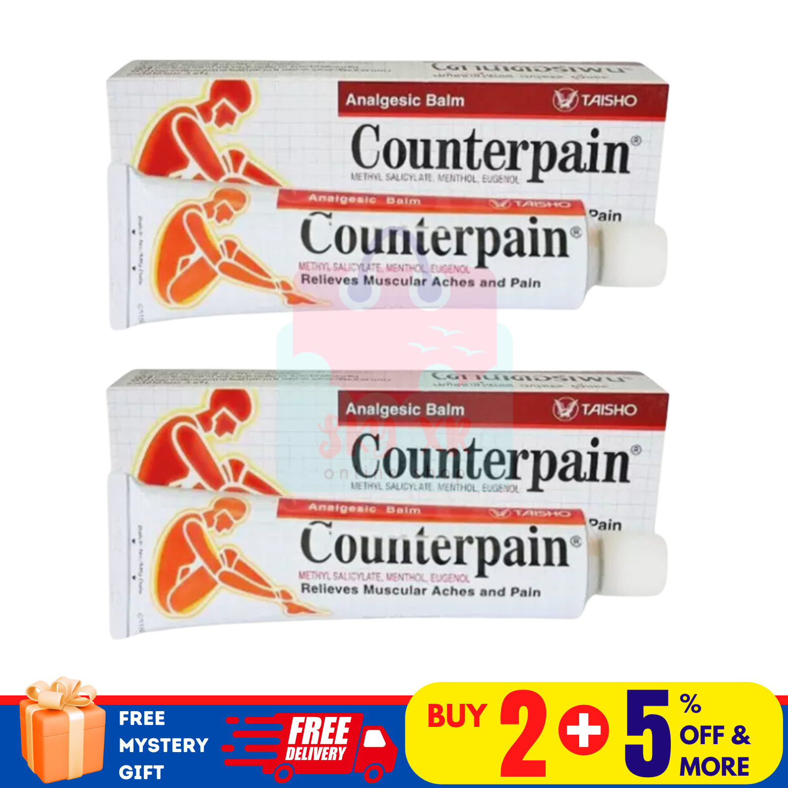 2 X Counterpain Red Warm Hot Relief Muscular Pain Massage Analgesic Balm... - $34.16