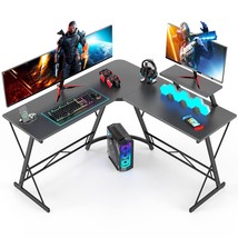 L Shaped Gaming Desk, Computer Corner Desk Carbon Fiber Surface For Home Office, - £132.27 GBP