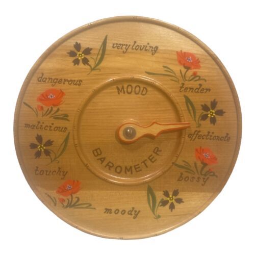 Primary image for Vintage Wooden Mood Barometer Japan 1970s 1960s Kitsch Barometer