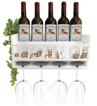 Modern White Wall Mounted Wine Rack - Wooden Wine Bottle Holder - $67.44