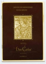 Hotel Don Carlos Room Service Menu Marbella Spain Costa Del Sol - £14.02 GBP