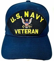 US Navy Veteran Embroidered Patch Baseball Cap Hat Navy Blue Beige Black - $12.86+