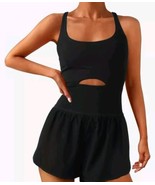 Women&#39;s Sz Medium Workout Romper Jumpsuit -Padded Bras Sleeveless One Pi... - $15.35