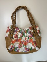 Kohl&#39;s Apt.9 Floral Handbag Purse Bag Vegan Leather Womens White Flowers - £9.55 GBP