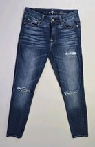 7 For All Mankind Size 27 Ankle Gwenevere Skinny Jeans Stretch Blue Dist... - $281.38 MXN