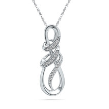 10k White Gold Round Diamond Infinity Anniversary Love Fashion Pendant 1/10 Ctw - $219.00