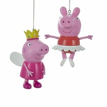 Kurt Adler Peppa Pig Ballerina Princess Blow Mold Christmas Ornaments Set Of 2 - £11.99 GBP