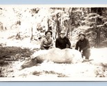 RPPC Men Posed with Elk Killed By Cougar Olympia Washington WA UNP Postc... - $40.54