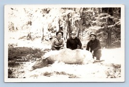 RPPC Men Posed with Elk Killed By Cougar Olympia Washington WA UNP Postcard Q5 - £31.93 GBP