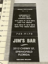 Front Strike Matchbook Cover  Jim’s Bar  Springfield, FL  gmg  Unstruck - £9.85 GBP